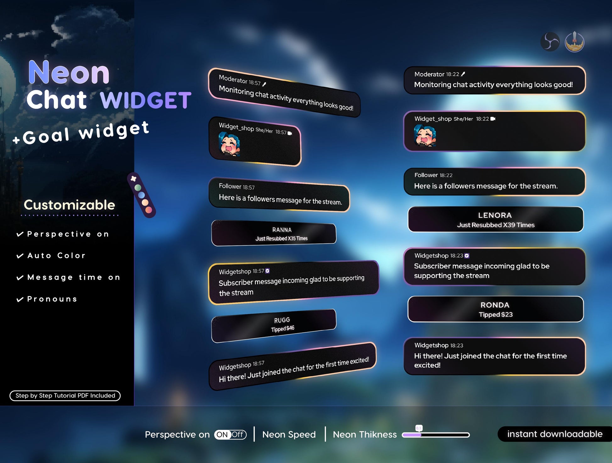 Saber Neon Chat Widget