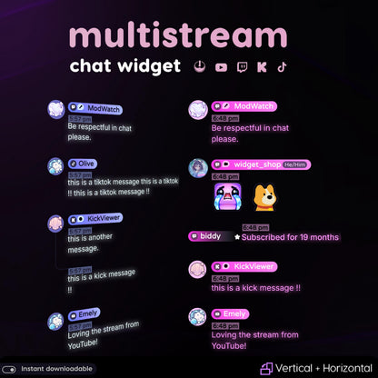 Neon Animated Multistream Chat Widget