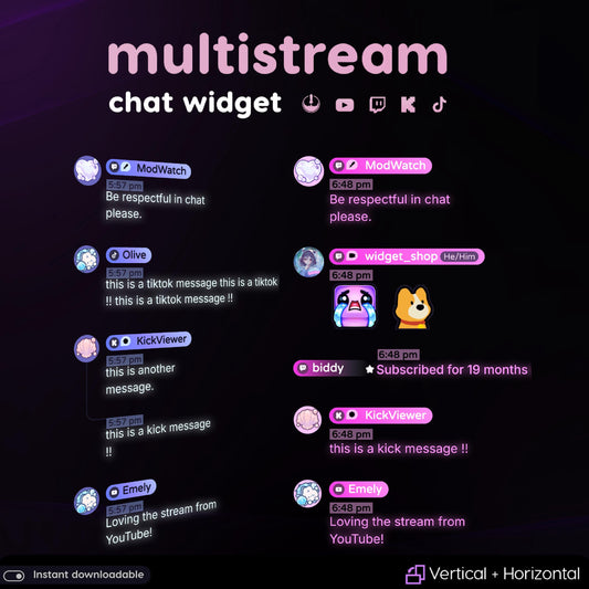 Neon Animated Multistream Chat Widget