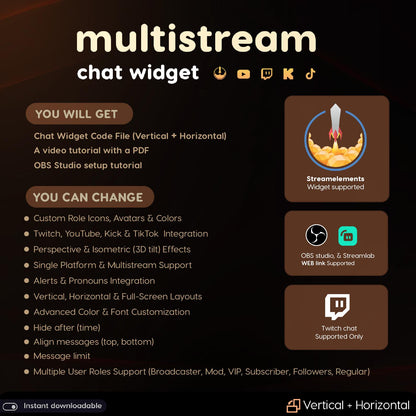 Neon Animated Multistream Chat Widget