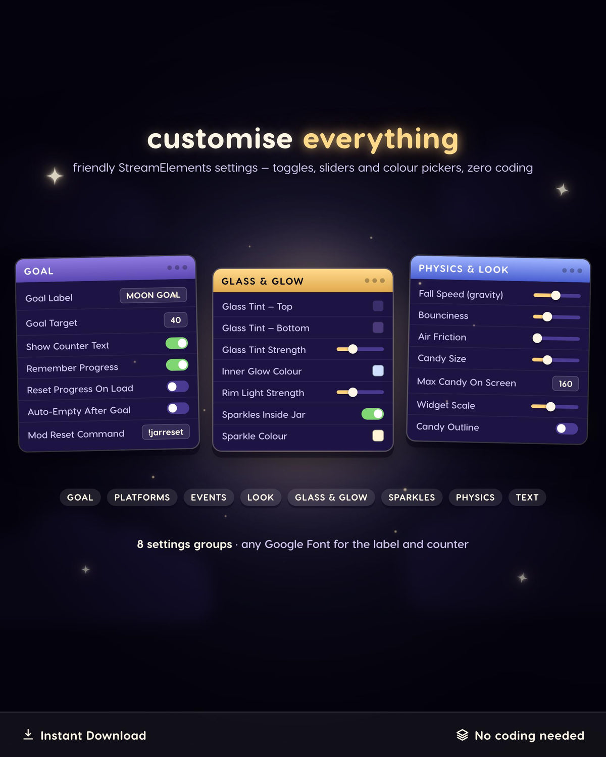 Animated Moon Jar Goal Widget