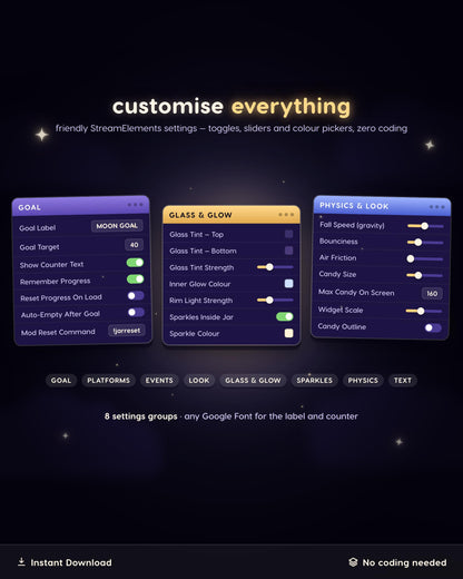 Animated Moon Jar Goal Widget