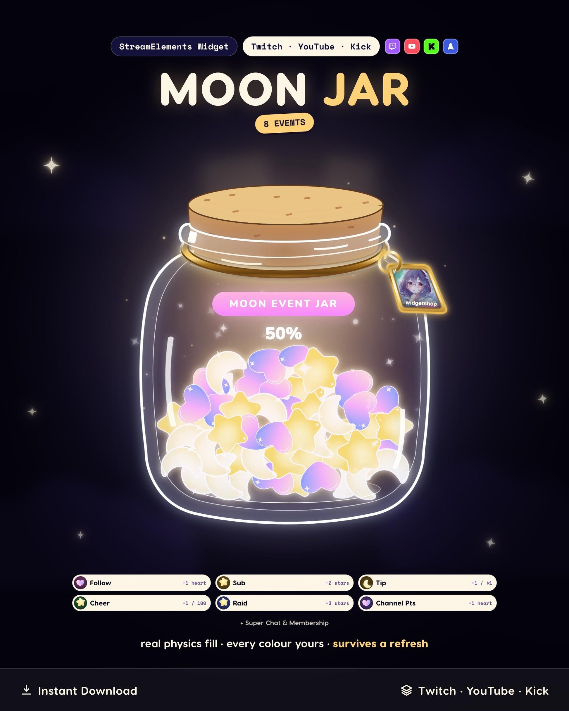 Animated Moon Jar Goal Widget