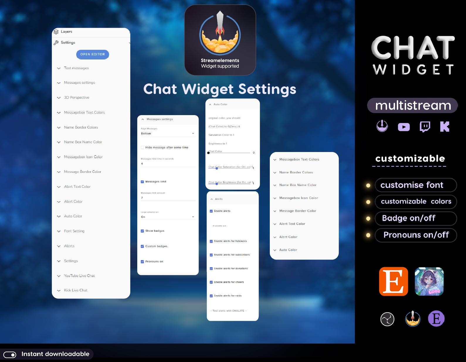 Neon Animated Twitch Chat and Goal Widget